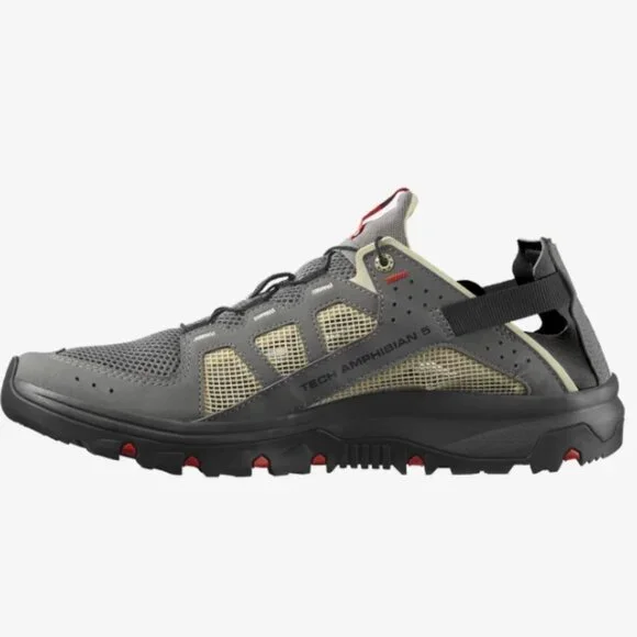 NEW Salomon TECHAMPHIBIAN 5 Men's Water Shoes Size 9.5 Pewter/Moth/Fiery Red - Picture 5 of 15